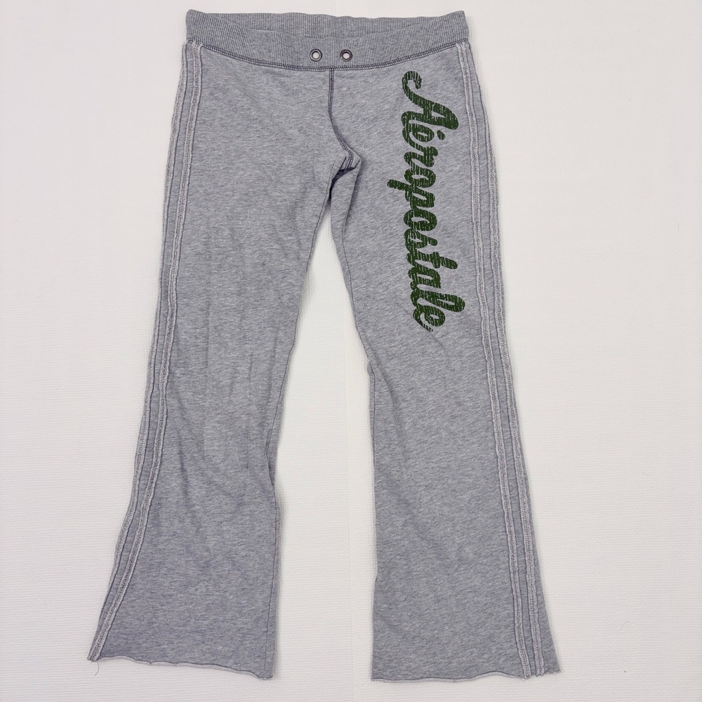 Aeropostale Sweatpants Vintage Flare Logo Gray Green Small
